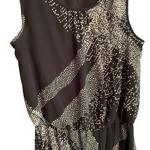 Nine West Black Graphic Print Mini Dress-Elastic Bubble Hem-Size 10 - Picture 2 of 11